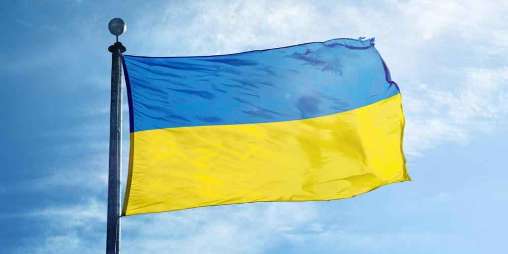 Ukrainian flag waving