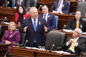 Doug Ford answers a question in Question Period