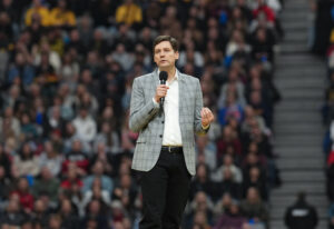 B.C. Premier David Eby speaks during the Invictus Games opening ceremony in Vancouver on Saturday, February 8, 2025. THE CANADIAN PRESS/Ethan Cairns