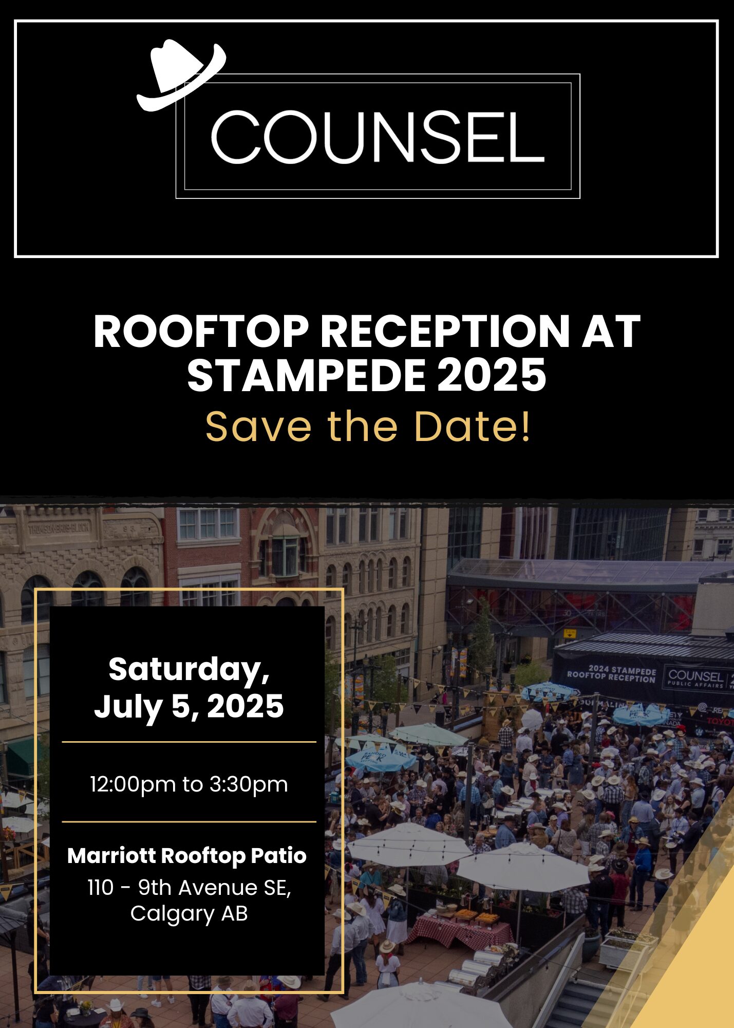 Save the Date - Counsel Public Affairs Stampede Rooftop Reception 2025