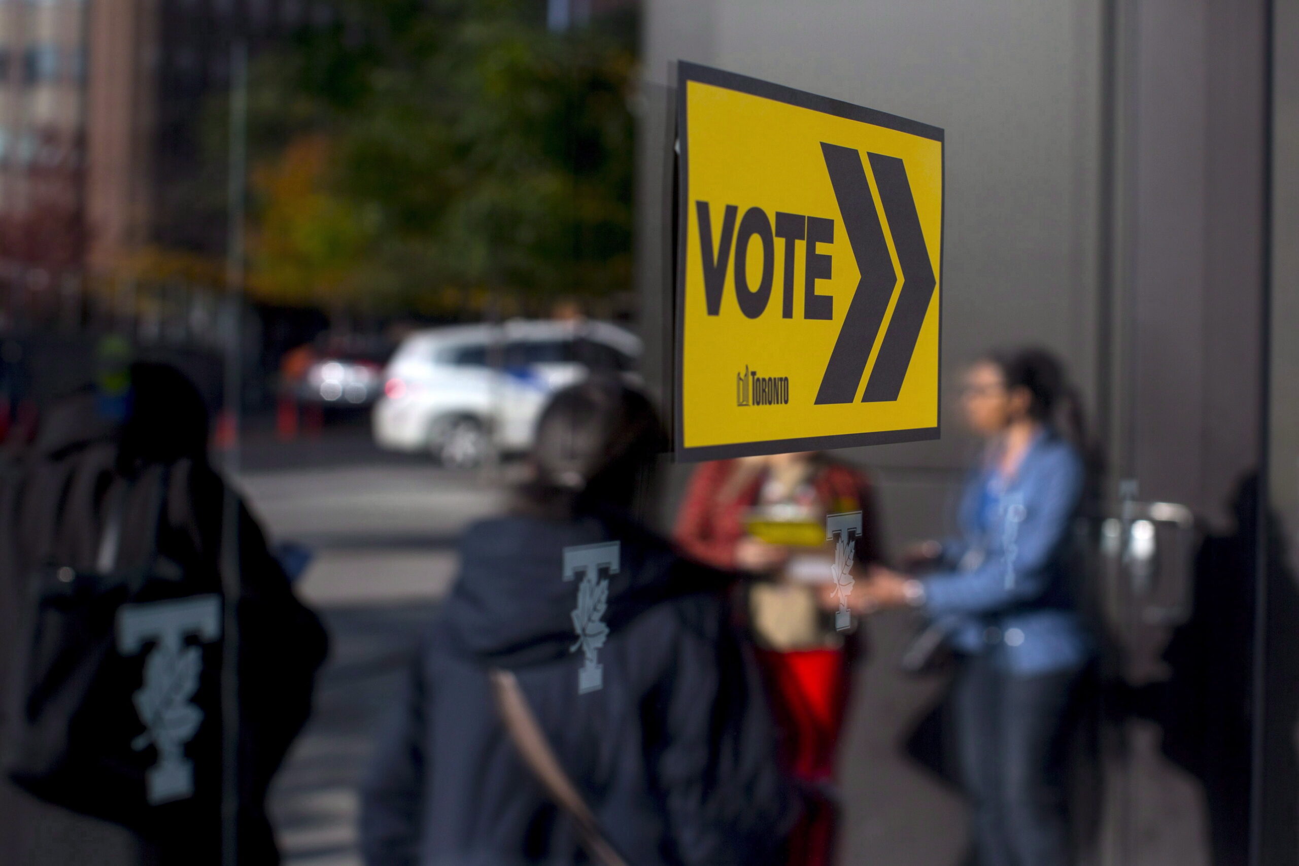 Voters lined up outside a voting station to cast their ballot